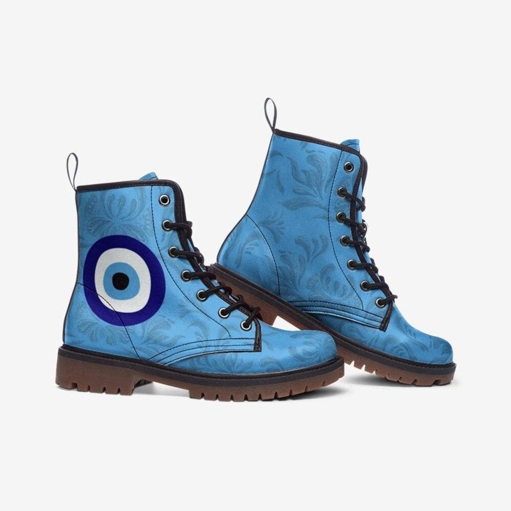 Alquimia Blue Ankle Boots with Evil Eye Design